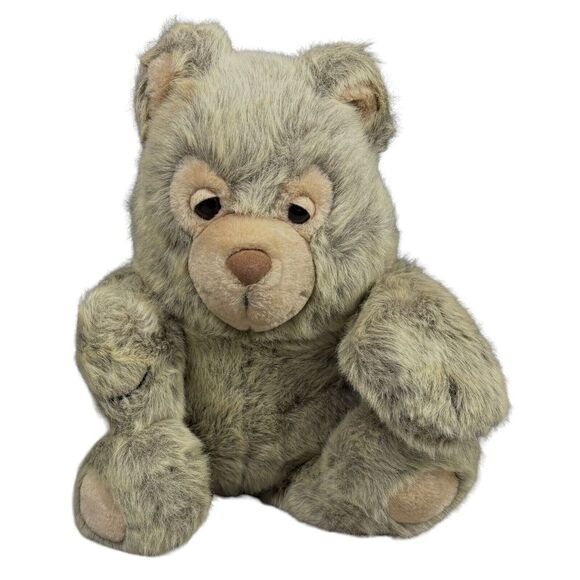 Vintage Plush Creations Bear Gray Brown Rare Sad Droopy Eyes Nostalgia Korea - Picture 1 of 8